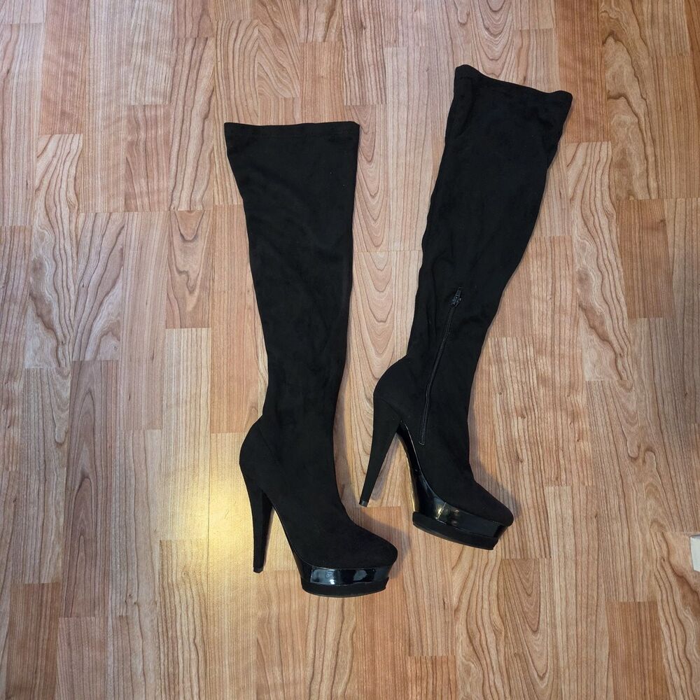 Farenheit Over The Knee Stiletto Platform Boots Women's Size 6.5